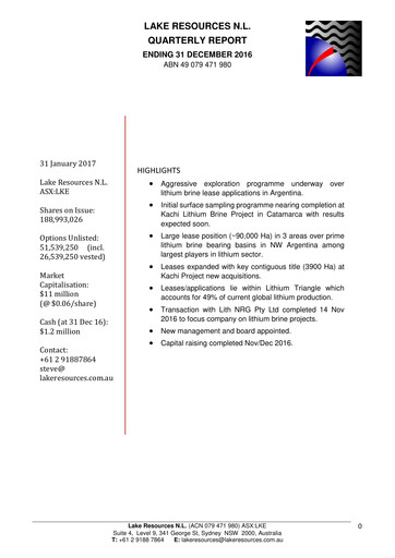 Vorschaubild Lake Resources NL Quartalsbericht 2016-q4