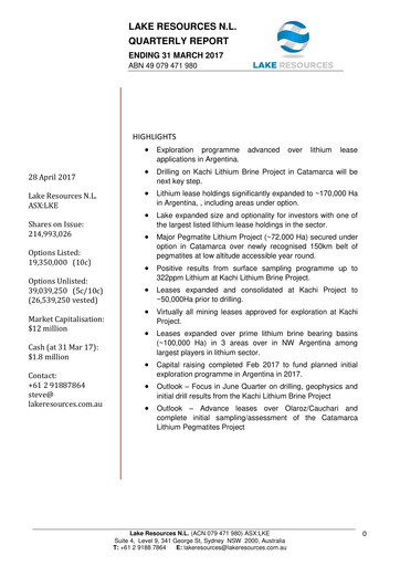 Vorschaubild Lake Resources NL Quartalsbericht 2017-q1