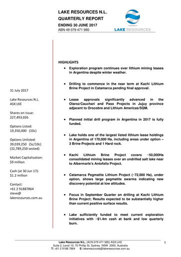Vorschaubild Lake Resources NL Quartalsbericht 2017-q2