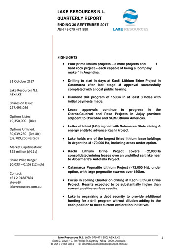 Vorschaubild Lake Resources NL Quartalsbericht 2017-q3