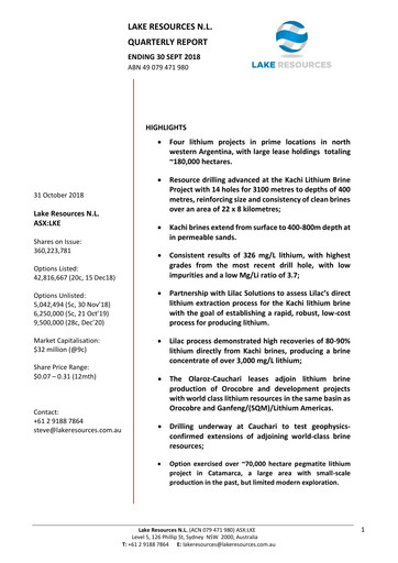 Vorschaubild Lake Resources NL Quartalsbericht 2018-q3