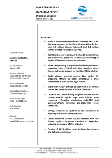 Vorschaubild Lake Resources NL Quartalsbericht 2018-q4