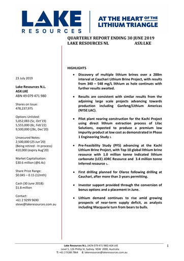 Vorschaubild Lake Resources NL Quartalsbericht 2019-q2
