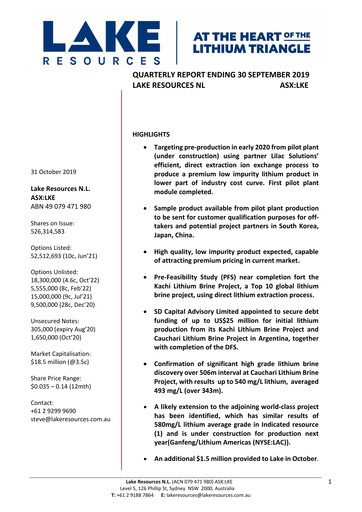 Vorschaubild Lake Resources NL Quartalsbericht 2019-q3