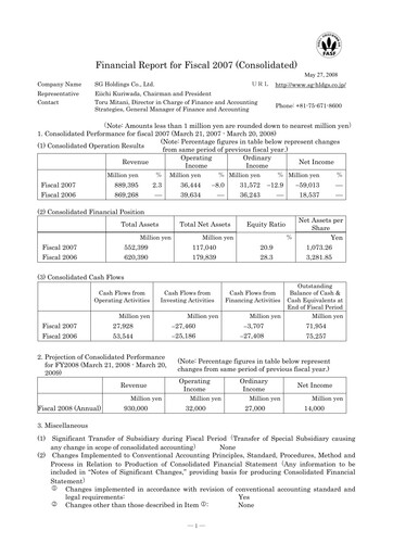 Thumbnail SG Holdings Financial Statement fy2007