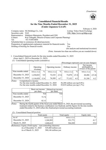 Thumbnail SG Holdings Financial Statement fy2025-9m