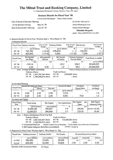 Thumbnail Sumitomo Mitsui Trust Holdings Financial Statement fy1998