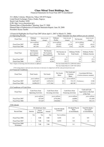 Thumbnail Sumitomo Mitsui Trust Holdings Financial Statement fy2007