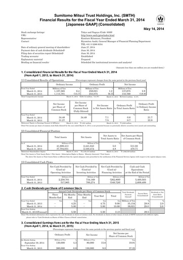 Thumbnail Sumitomo Mitsui Trust Holdings Financial Statement fy2013