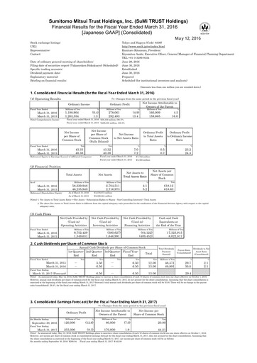 Thumbnail Sumitomo Mitsui Trust Holdings Financial Statement fy2015