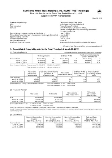 Thumbnail Sumitomo Mitsui Trust Holdings Financial Statement fy2018