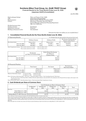 Vorschaubild Sumitomo Mitsui Trust Holdings Quartalsbericht 2026-q1