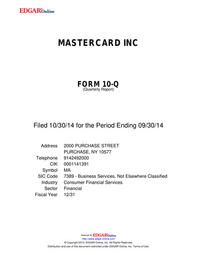 Thumbnail Mastercard Quarterly Report 2014-q3