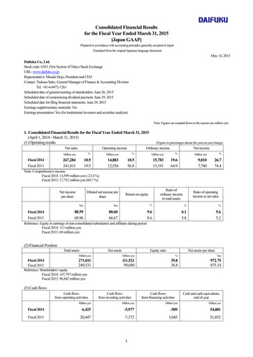 Thumbnail Daifuku Financial Statement fy2014