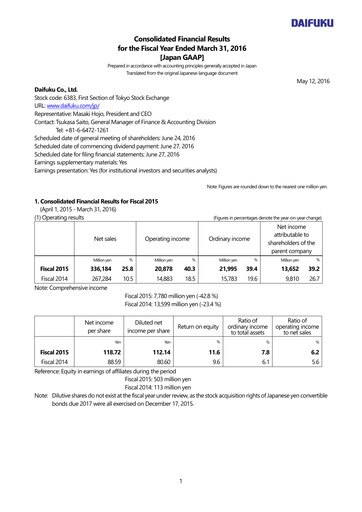 Thumbnail Daifuku Financial Statement fy2015