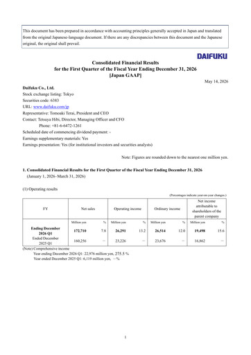 Miniature Daifuku Rapport trimestriel fy2026-q1
