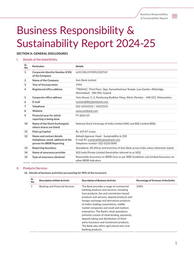 Thumbnail Axis Bank Sustainability Report 2024-2025