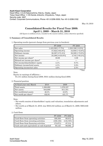 Thumbnail Asahi Kasei
 Financial Statement fy2009