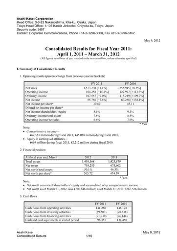Thumbnail Asahi Kasei
 Financial Statement fy2011