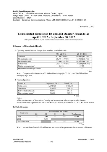Thumbnail Asahi Kasei
 Half-year Report 2012-h1