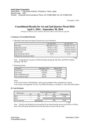 Thumbnail Asahi Kasei
 Half-year Report 2014-h1