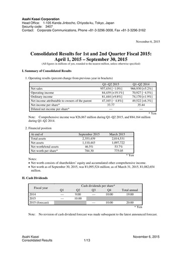 Thumbnail Asahi Kasei
 Half-year Report 2015-h1