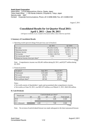 Thumbnail Asahi Kasei
 Quarterly Report 2011-q1