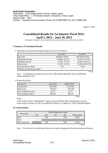 Thumbnail Asahi Kasei
 Quarterly Report 2012-q1