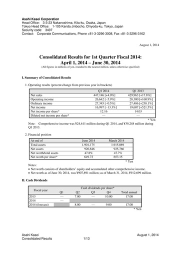 Thumbnail Asahi Kasei
 Quarterly Report 2014-q1