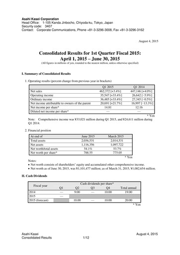 Thumbnail Asahi Kasei
 Quarterly Report 2015-q1