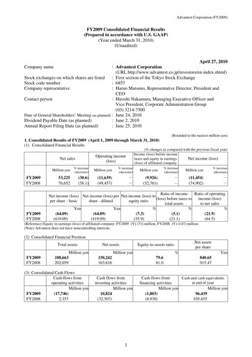 Thumbnail Advantest
 Financial Report 2009