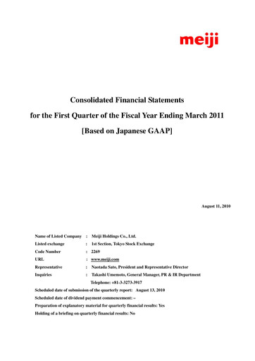 Thumbnail Meiji Holdings Financial Statement 2011-q1