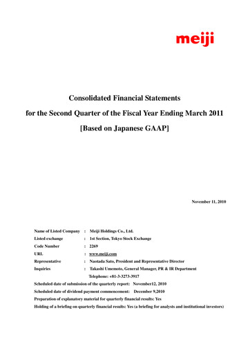 Thumbnail Meiji Holdings Financial Statement 2011-q2