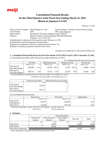Thumbnail Meiji Holdings Financial Statement 2012-q3