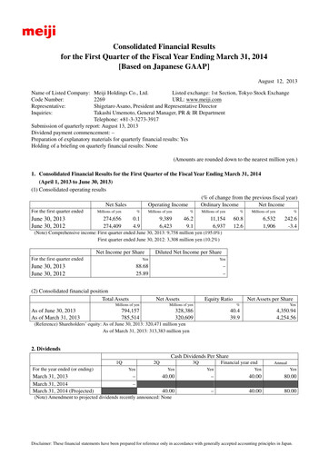 Thumbnail Meiji Holdings Financial Statement 2014-q1