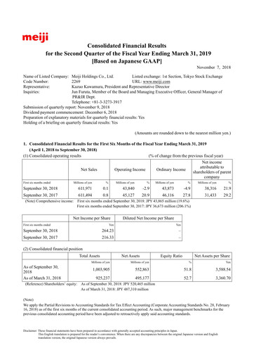 Thumbnail Meiji Holdings Financial Statement 2019-q2