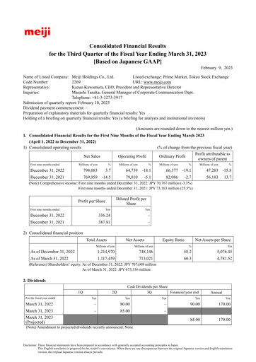 Thumbnail Meiji Holdings Financial Statement 2023-q3