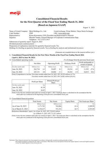 Thumbnail Meiji Holdings Financial Statement 2024-q1