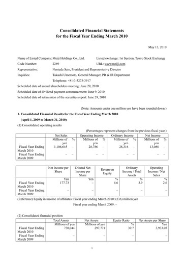 Thumbnail Meiji Holdings Financial Statement fy2010