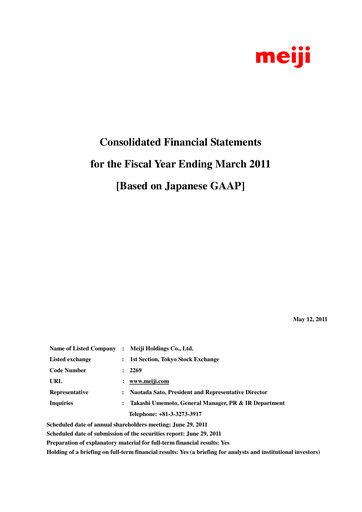 Thumbnail Meiji Holdings Financial Statement fy2011