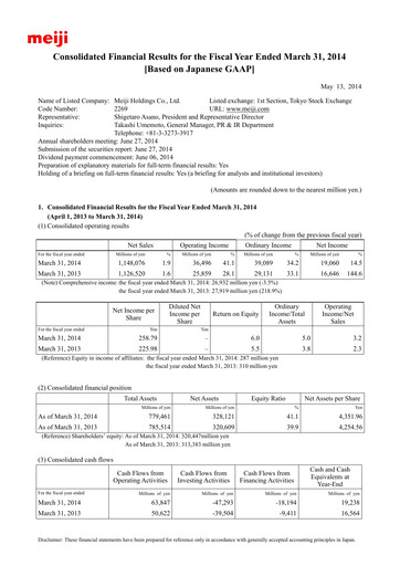 Thumbnail Meiji Holdings Financial Statement fy2014