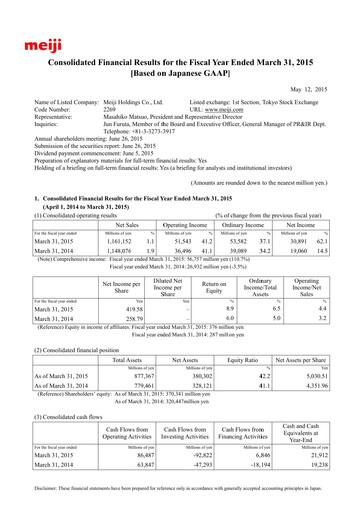 Thumbnail Meiji Holdings Financial Statement fy2015