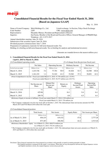 Thumbnail Meiji Holdings Financial Statement fy2016