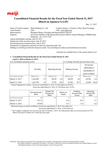 Thumbnail Meiji Holdings Financial Statement fy2017