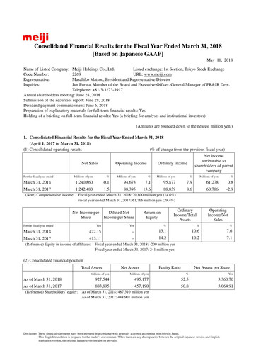 Thumbnail Meiji Holdings Financial Statement fy2018