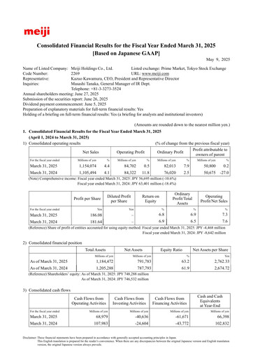 Thumbnail Meiji Holdings Financial Statement fy2025