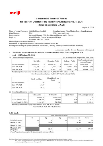 Thumbnail Meiji Holdings Financial Statement fy2026-q1