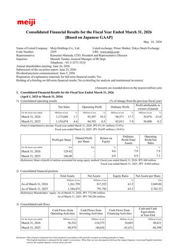 Thumbnail Meiji Holdings Financial Statement fy2026