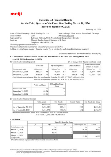 Miniature Meiji Holdings Rapport trimestriel 2026-q3
