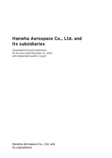 Thumbnail Hanwha Aerospace Financial Statement 2024